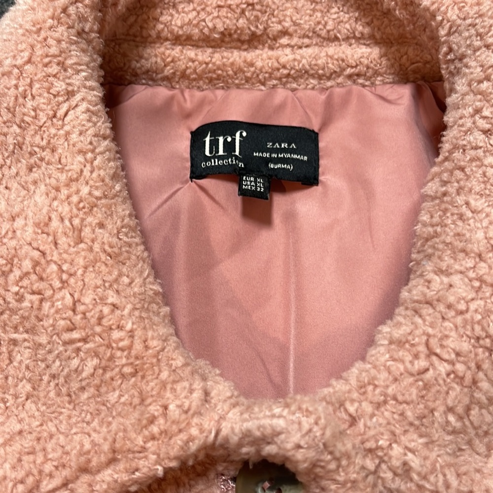 ZARA pink rose sherpa jacket! Sz XL - Picture 2 of 6